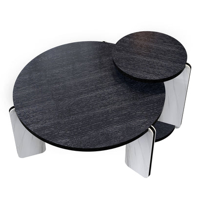 Round Coffee & End Table Set - Black