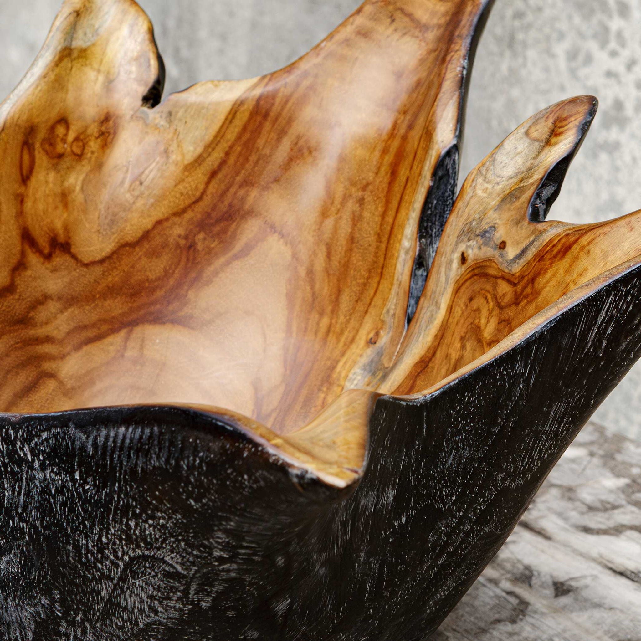 Starpetal - Indoor-Outdoor Wooden Bowls (Set of 2) - Black / Woodtone
