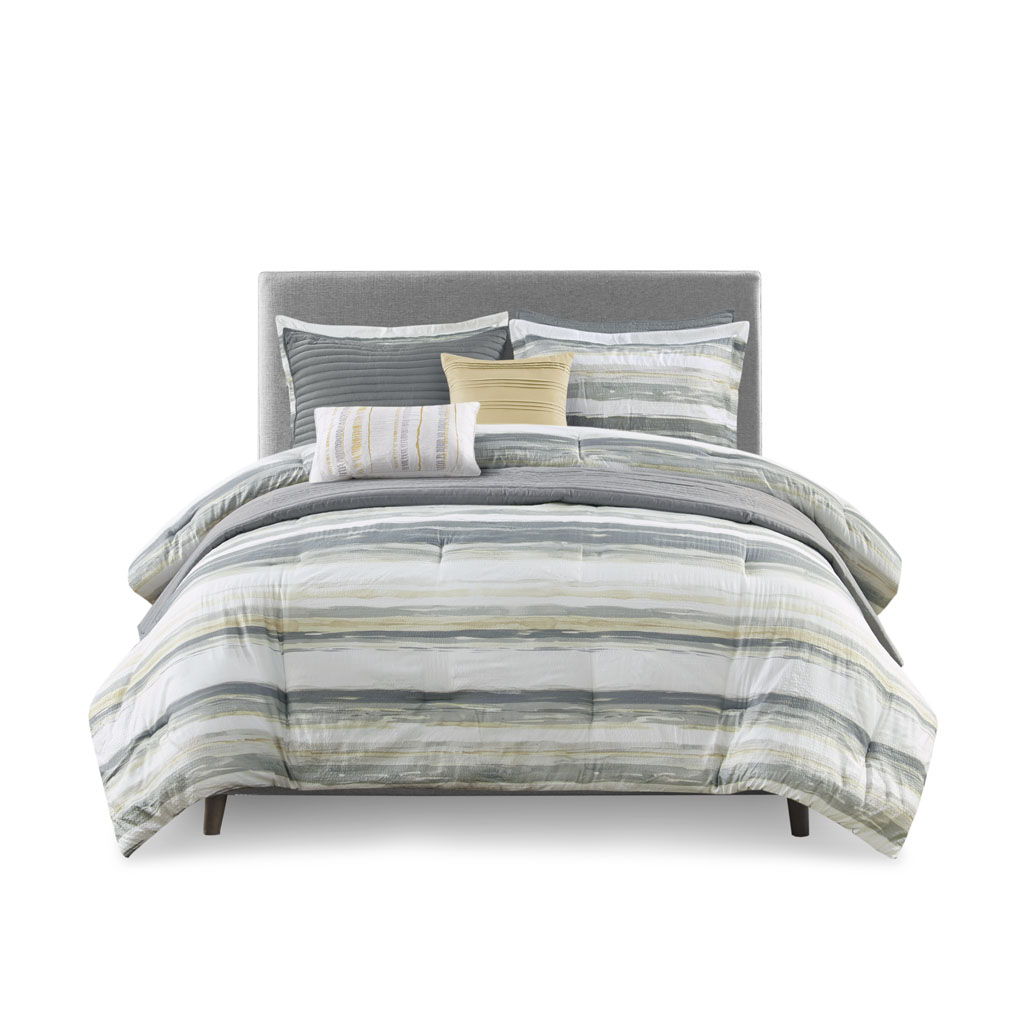 Marina - 8 Piece Printed Comforter And Coverlet Set Collection - Sand