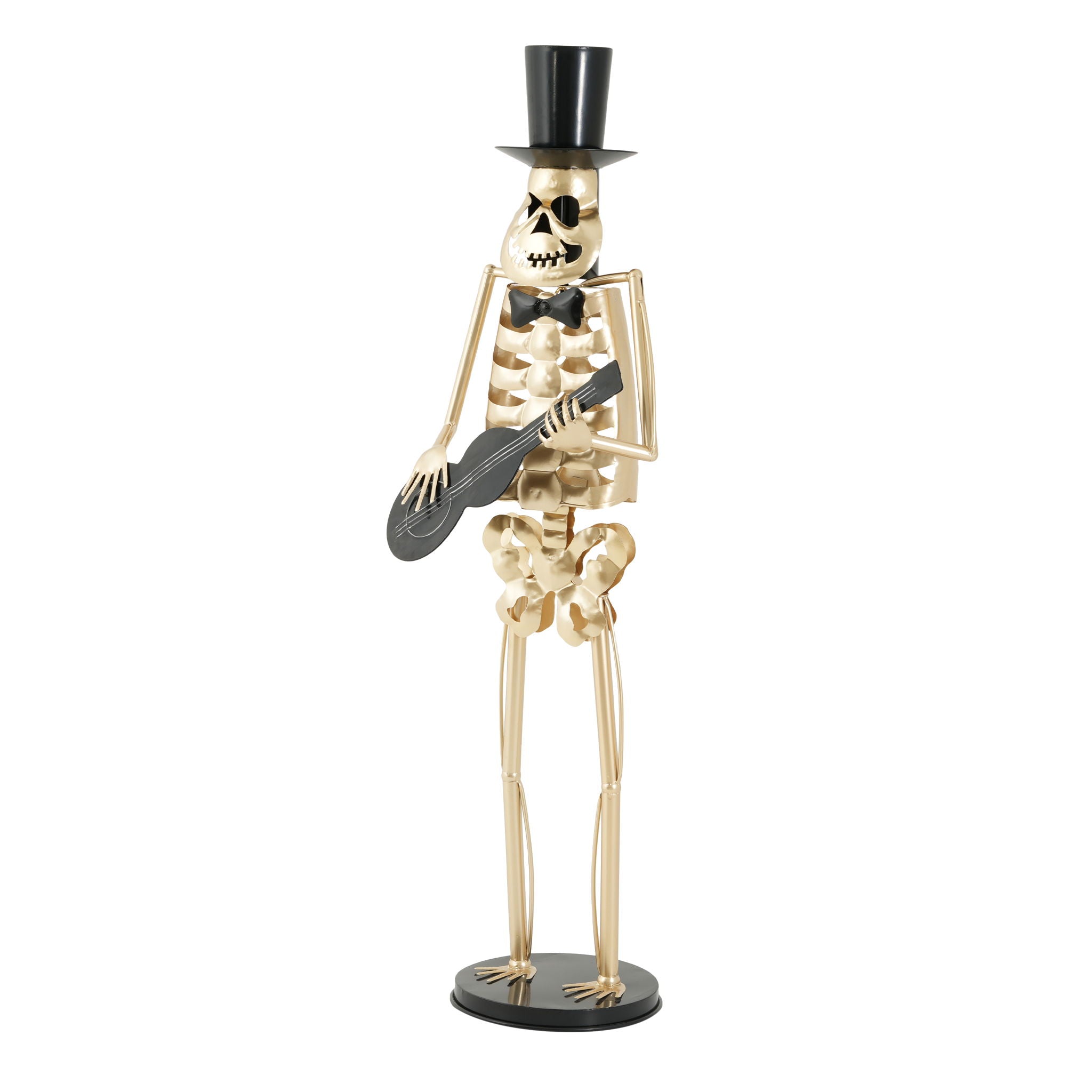 Skeleton Musician Statue, For Halloween Indoor Outdoor Party Display - Gold