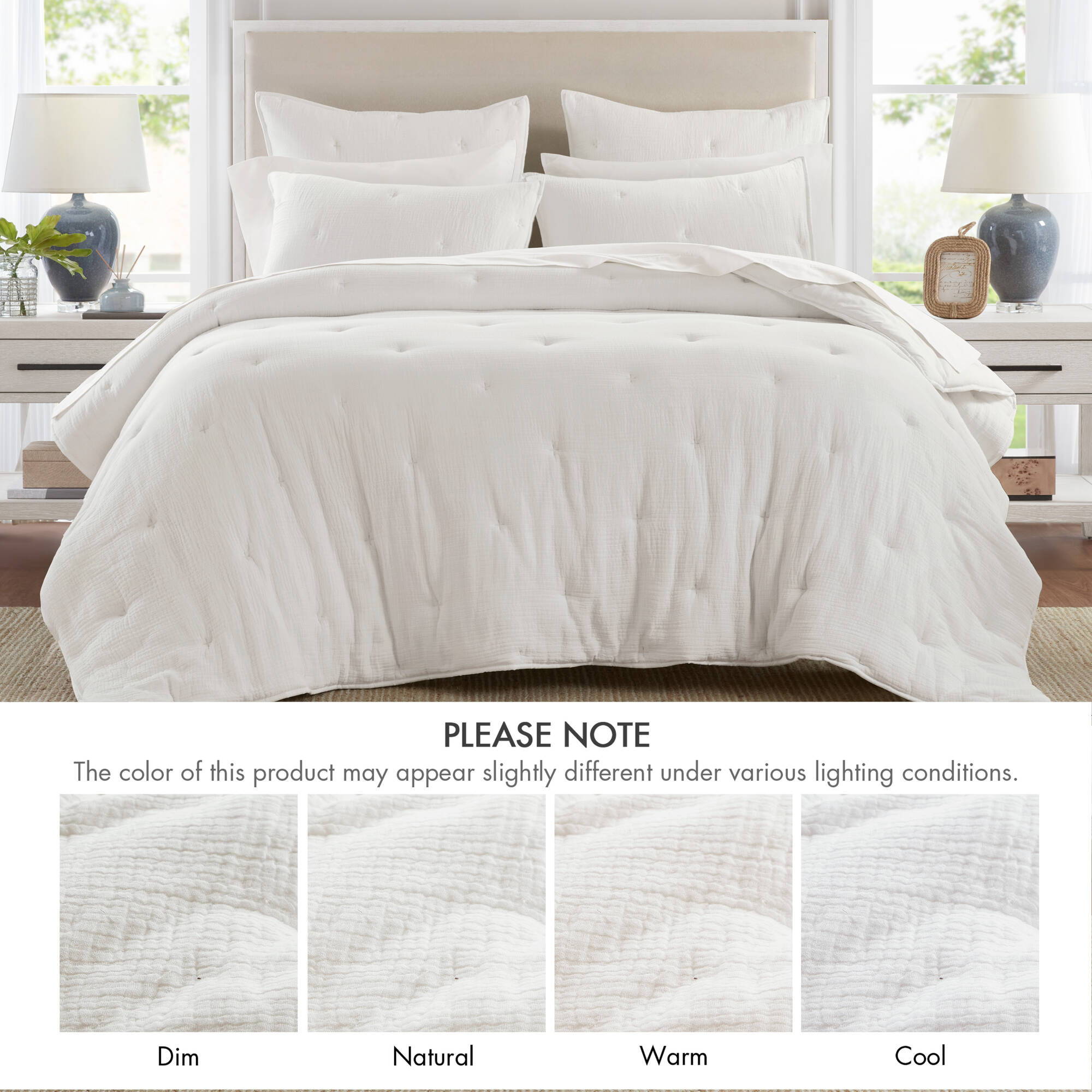 Breeze - Gauze Embroidered Euro Sham - White
