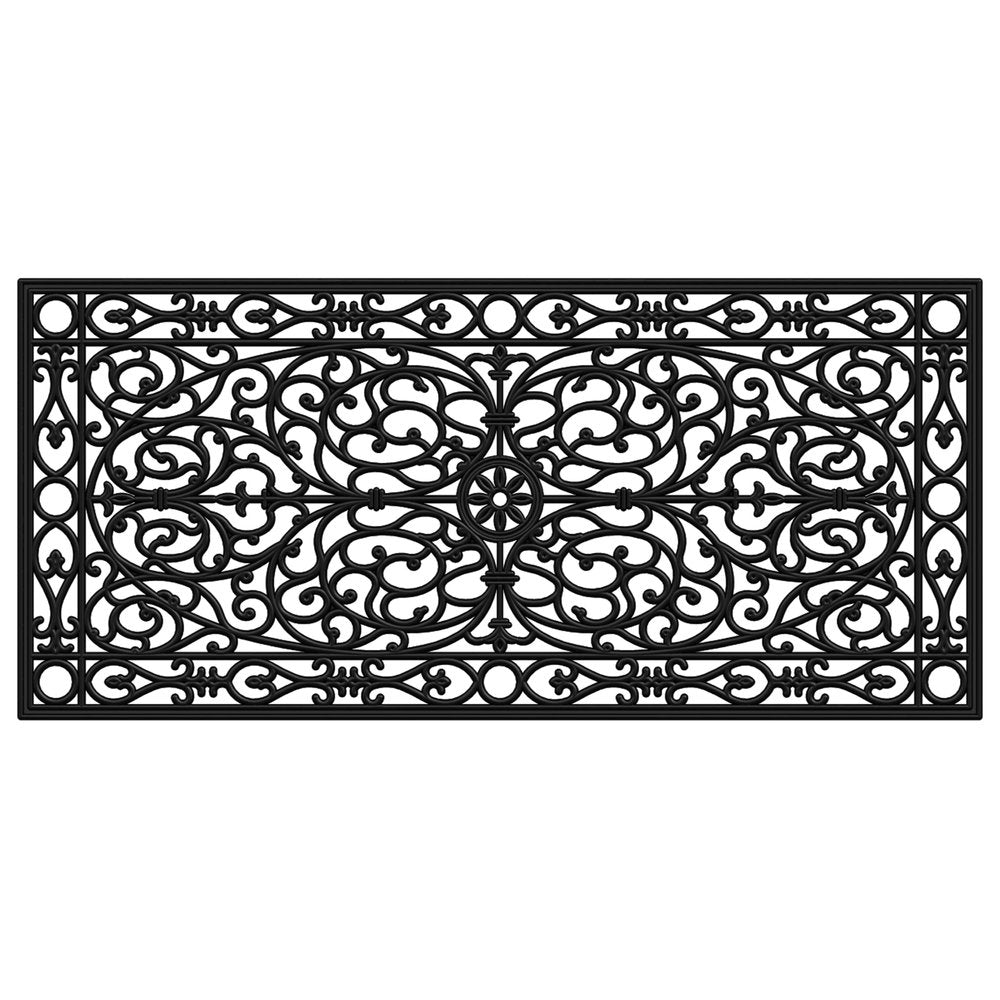 22" X 48" Black Scrollwork Outdoor Rubber Door Mat