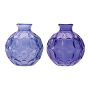 Set of Two Blue Glass Round Table Vases