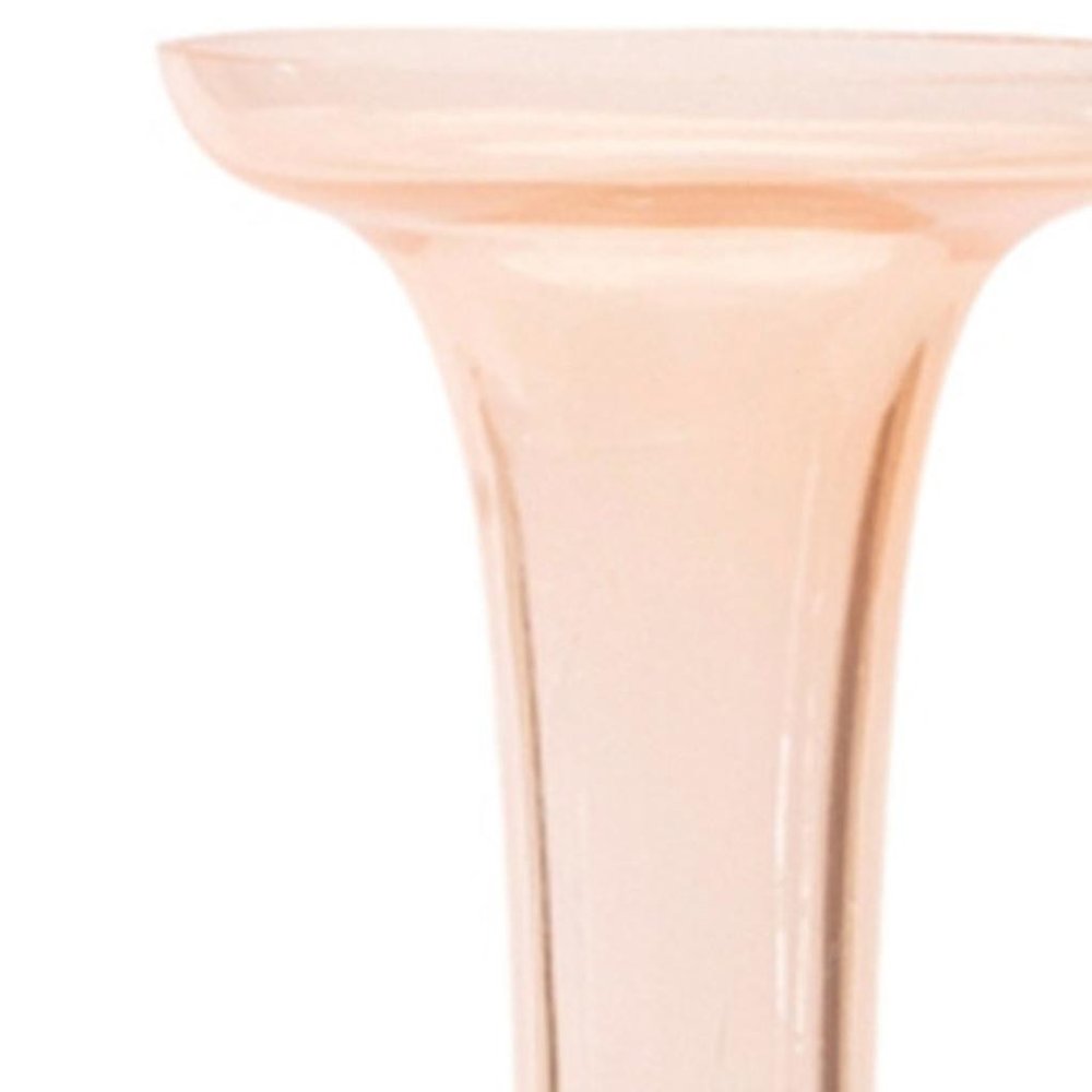Set of Two 11" Pink Glass Trumpet Table Vases