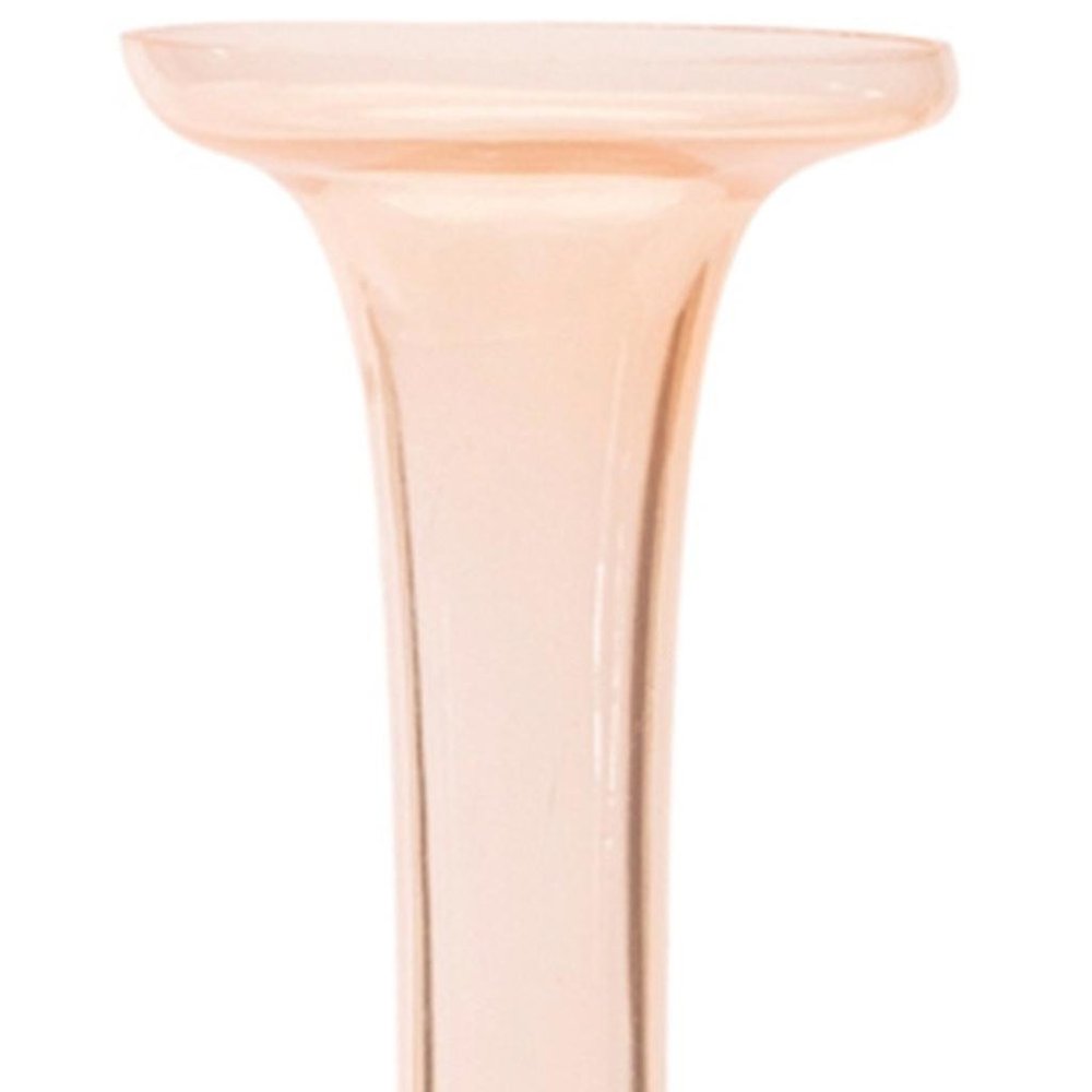 Set of Two 11" Pink Glass Trumpet Table Vases