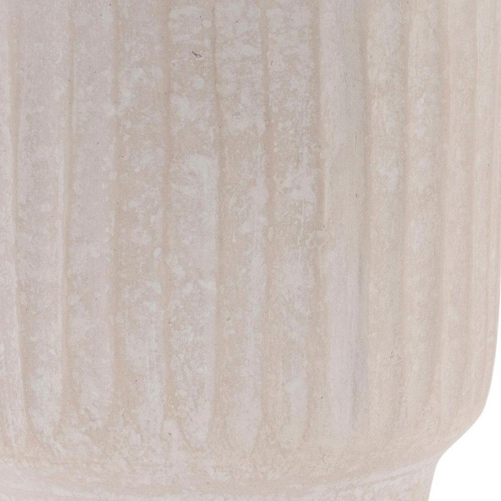 8" Beige Recycled Paper Textured Lines Urn Table Vase