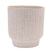 8" Beige Recycled Paper Textured Lines Urn Table Vase
