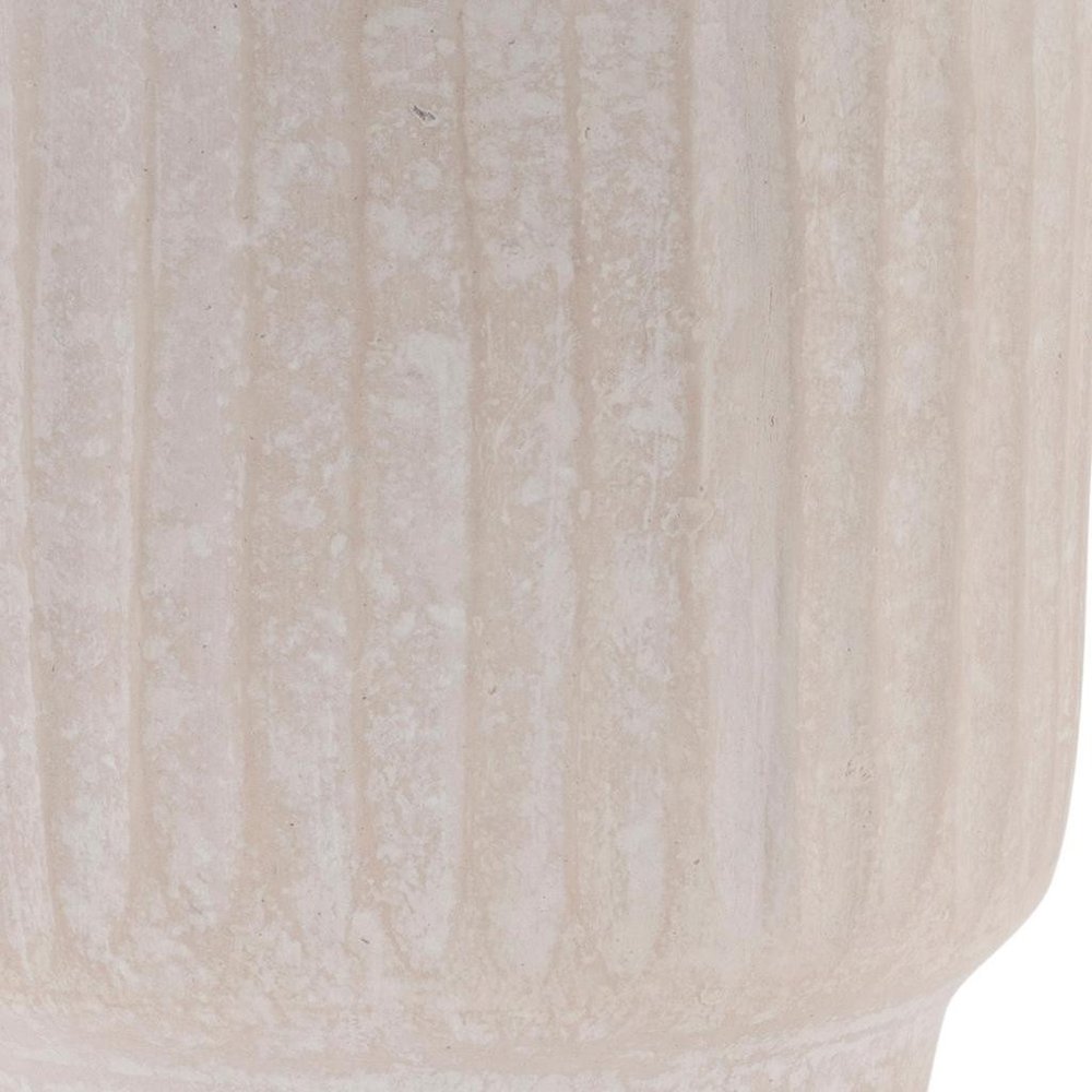 8" Beige Recycled Paper Textured Lines Urn Table Vase