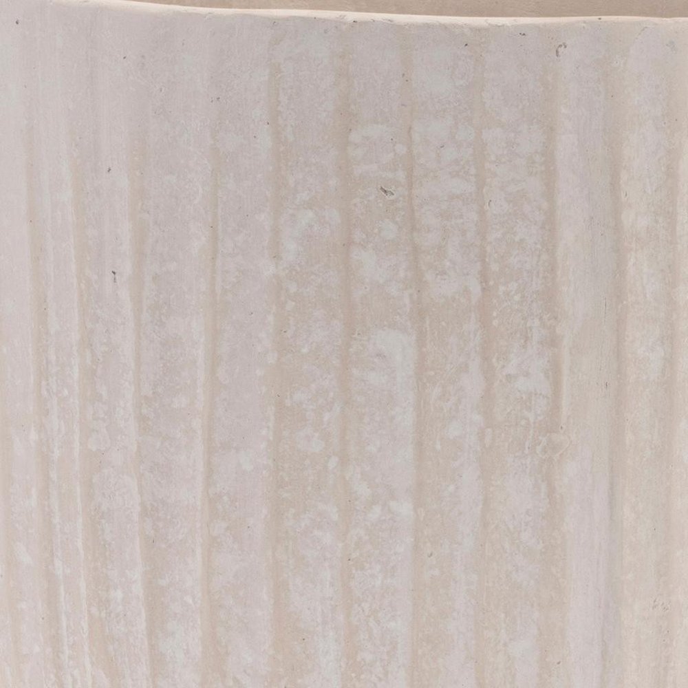 8" Beige Recycled Paper Textured Lines Urn Table Vase