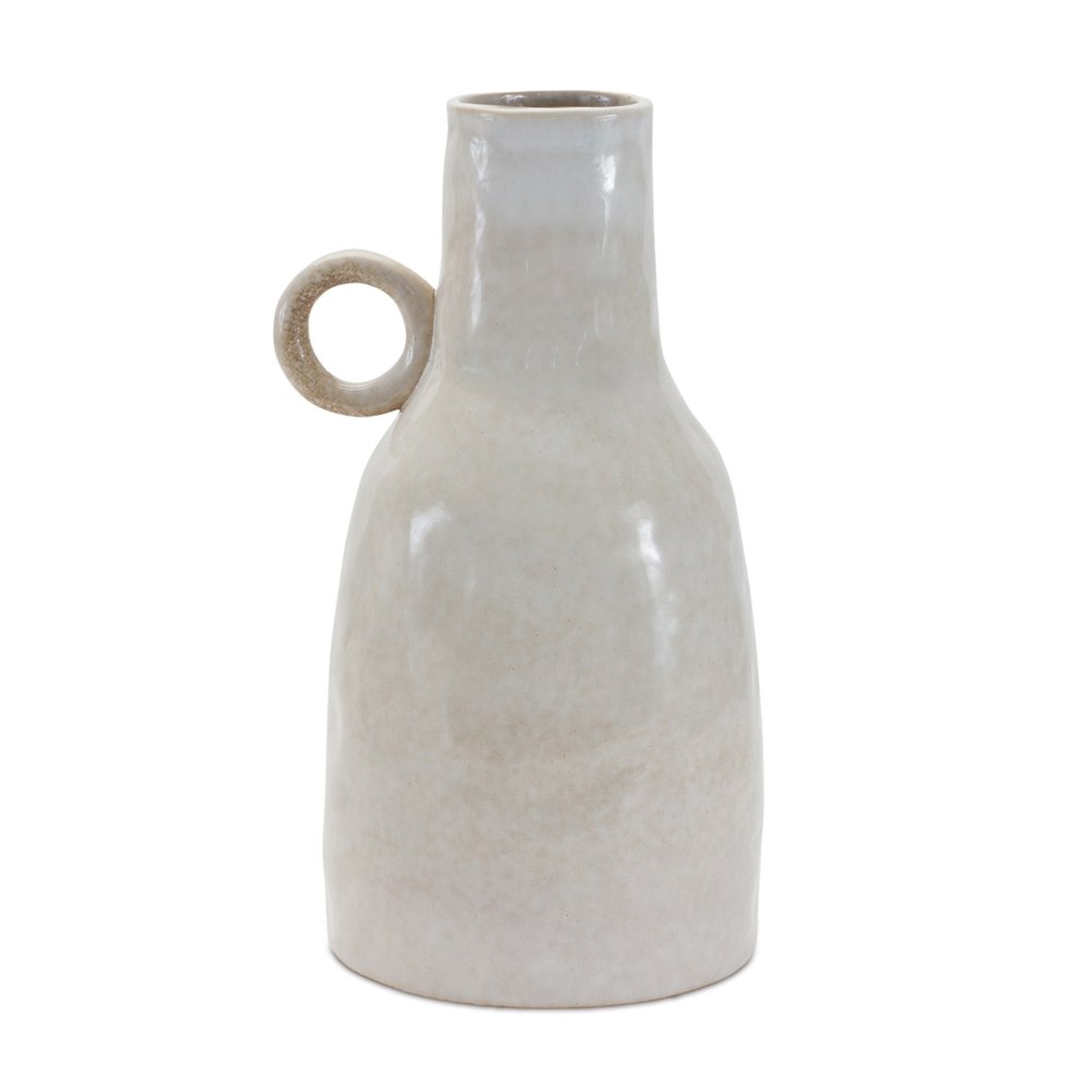 11" Gray And White Ceramic Round Table Vase
