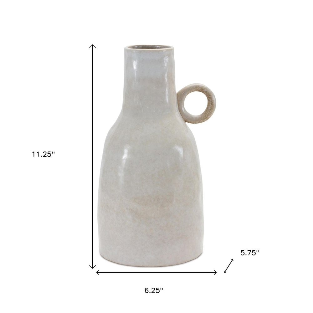 11" Gray And White Ceramic Round Table Vase