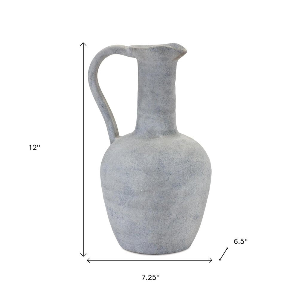 12" Gray Resin Round Pitcher Vase
