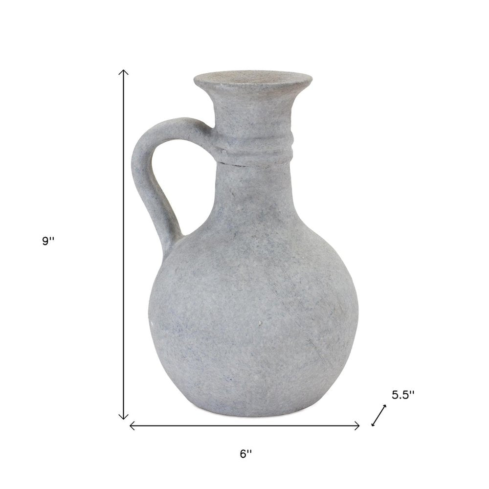 9" Gray Resin Round Pitcher Vase