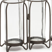 8" Black And Clear Glass And Metal Triple Test Tube Table Vase