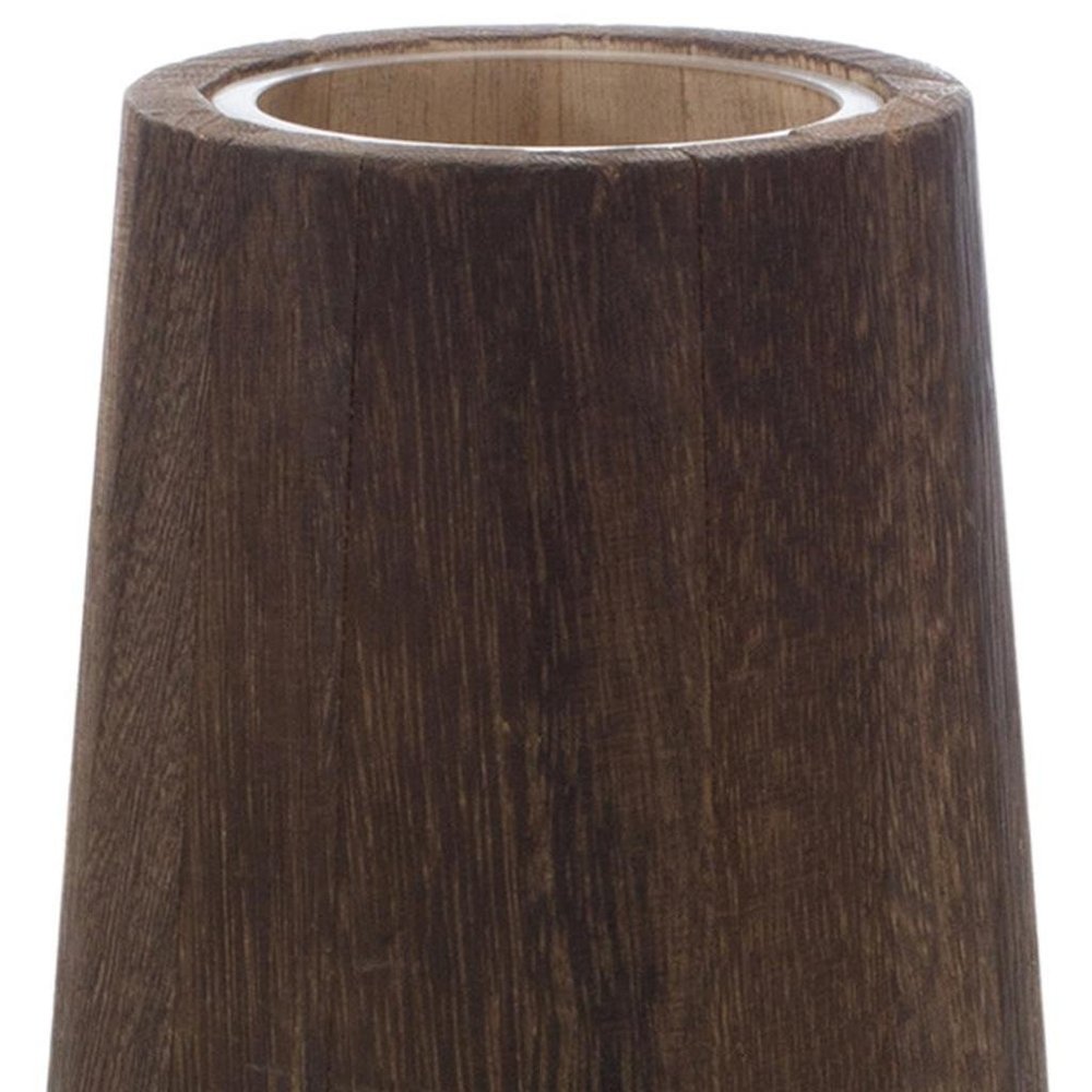 Set of Two Brown And Clear Glass Tapered Table Vases With Wood