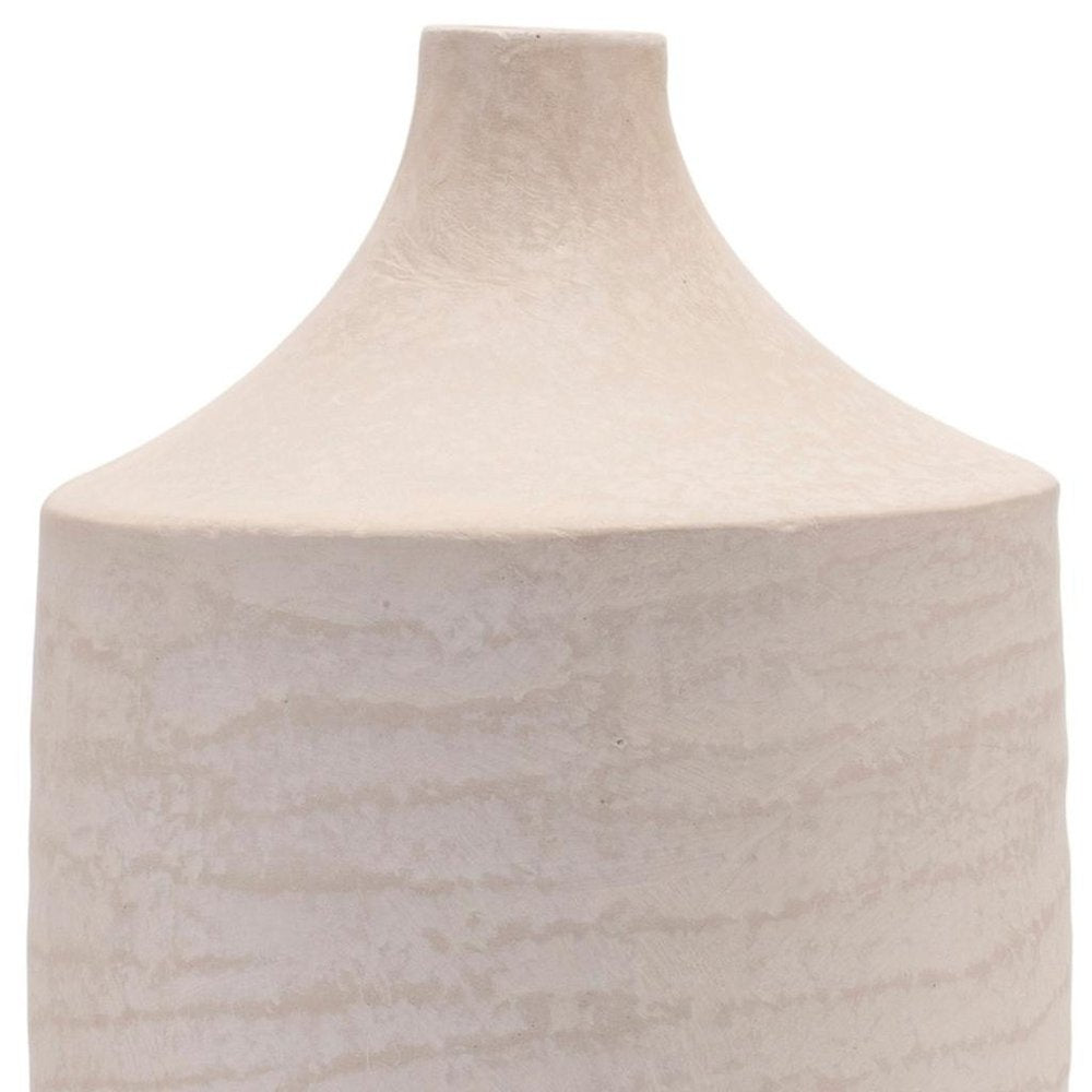18" Beige Recycled Paper Cylinder Jug Floor Vase