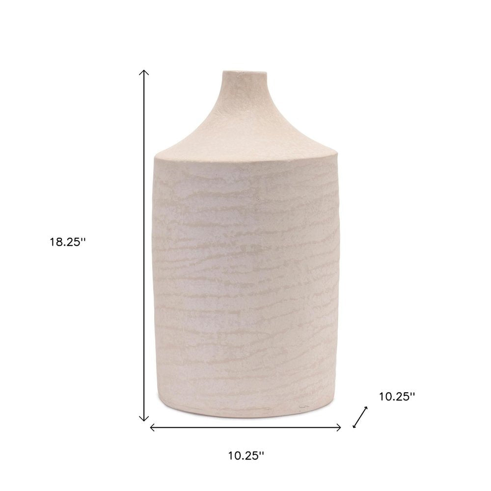 18" Beige Recycled Paper Cylinder Jug Floor Vase