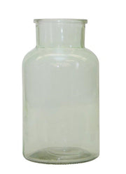 10" Green Glass Cylindrical Table Vase
