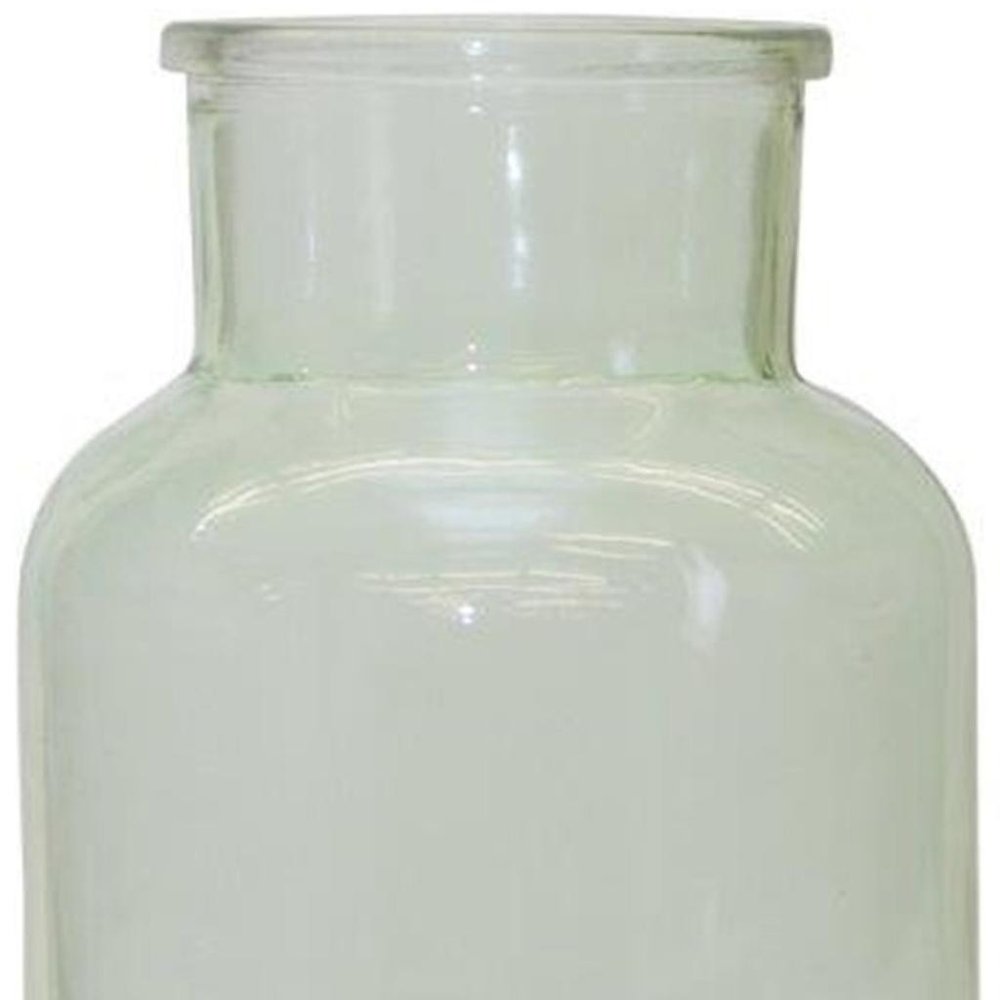 10" Green Glass Cylindrical Table Vase