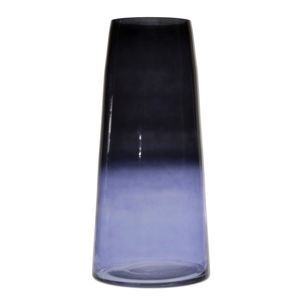 13" Blue Ombre Glass Tapered Table Vase
