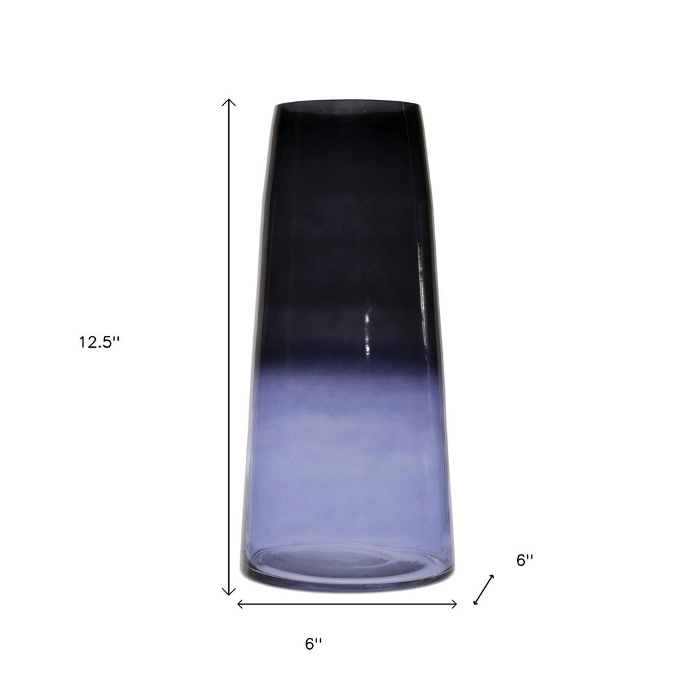 13" Blue Ombre Glass Tapered Table Vase