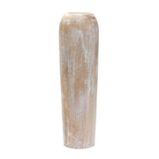 24" Brown And White Solid Wood Round Floor Vase