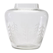 7" Clear Etched Leaf Glass Urn Table Vase