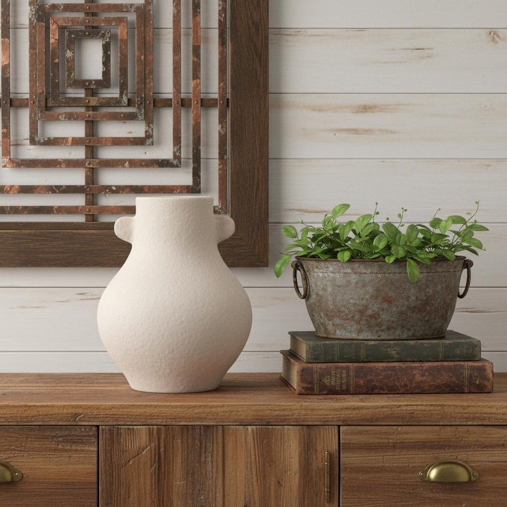 10" Beige Recycled Paper Round Urn