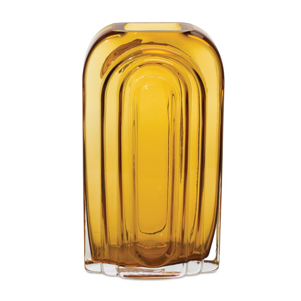 10" Amber Glass Table Vase