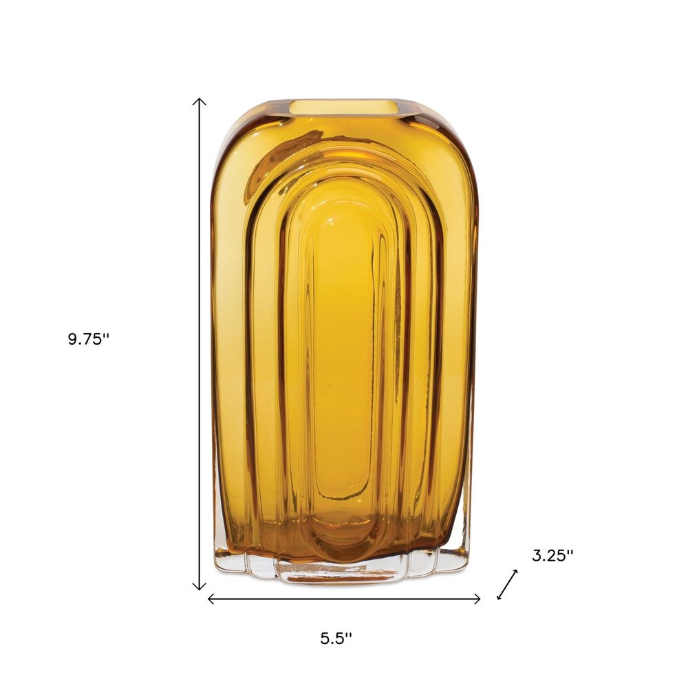 10" Amber Glass Table Vase