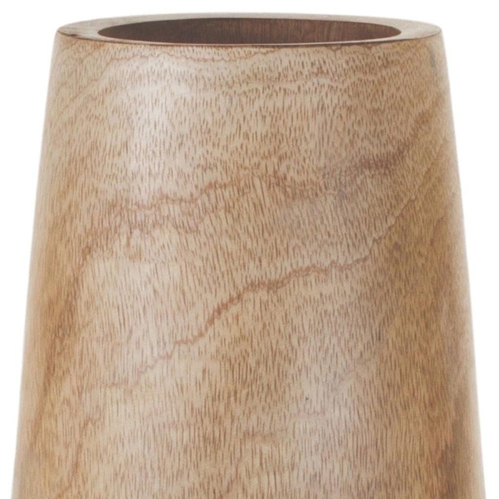 15" Natural Wood And Metal Cylinder Floor Vase