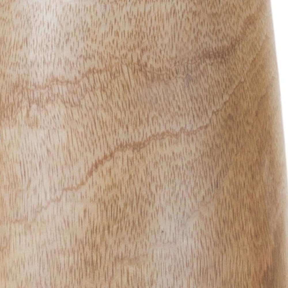 15" Natural Wood And Metal Cylinder Floor Vase