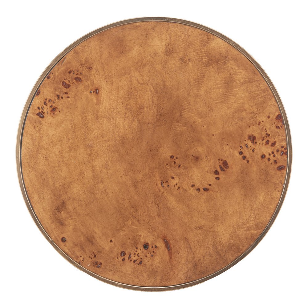 22" Brown Steel Round Pedestal End Table