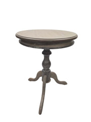 25" Natural Solid Wood Round Pedestal End Table
