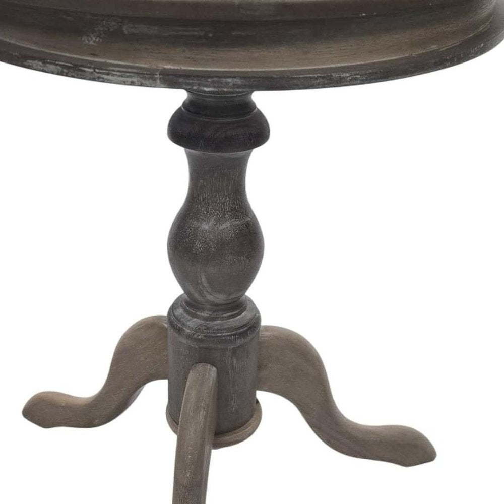 25" Natural Solid Wood Round Pedestal End Table