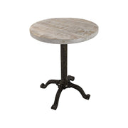 22" Natural and Black Solid Wood and Metal Height Adjustable Round Pedestal End Table