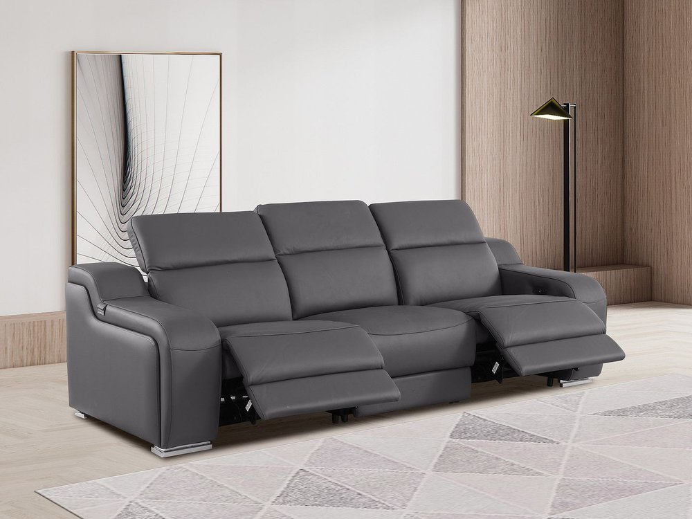 103" Chestnut Italian Leather Reclining USB Sofa
