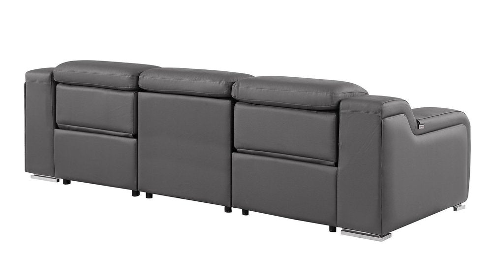 103" Chestnut Italian Leather Reclining USB Sofa
