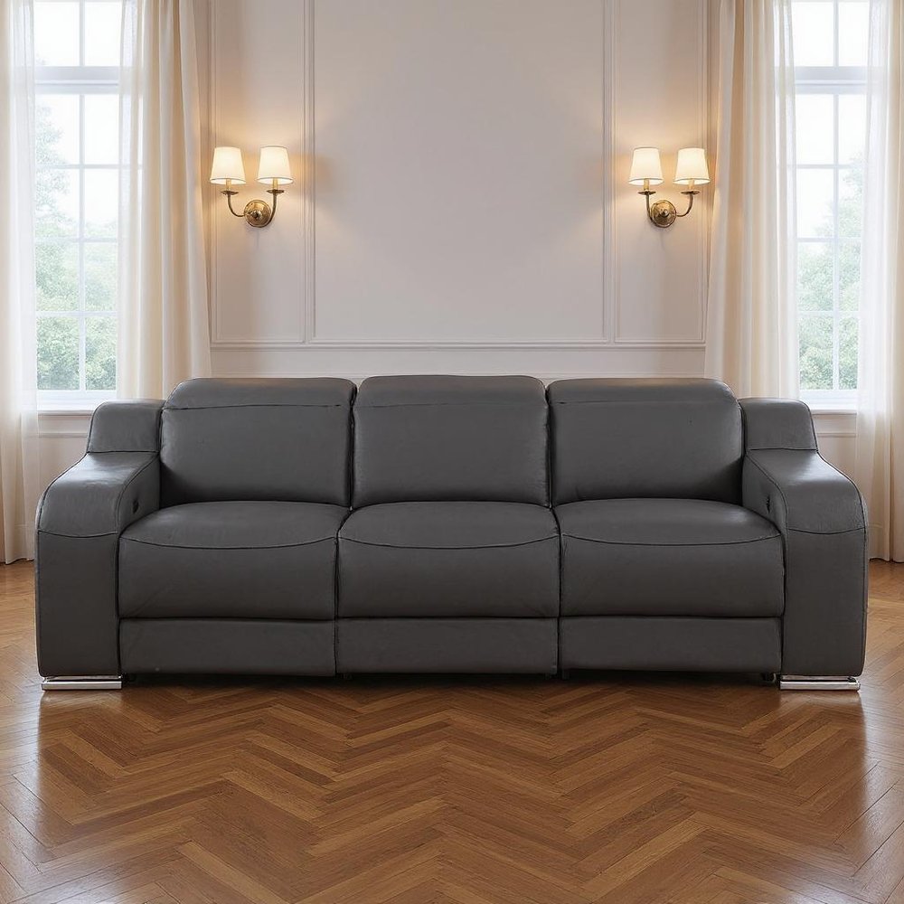 103" Chestnut Italian Leather Reclining USB Sofa