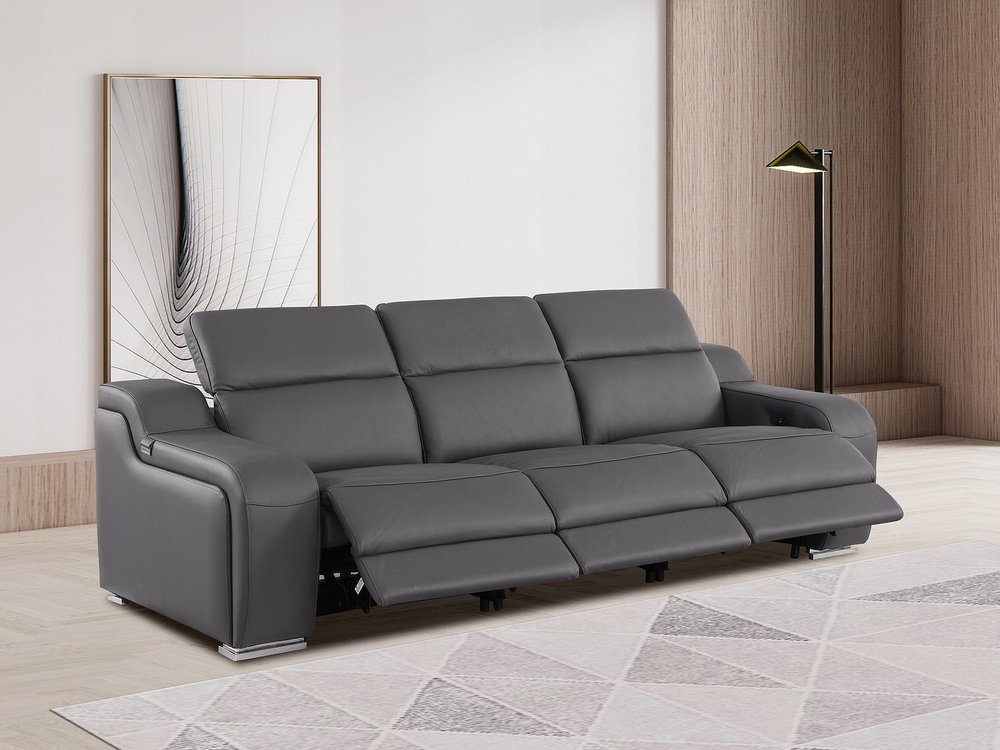 103" Chestnut Italian Leather Reclining USB Sofa