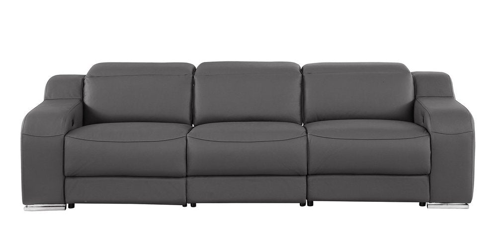 103" Chestnut Italian Leather Reclining USB Sofa