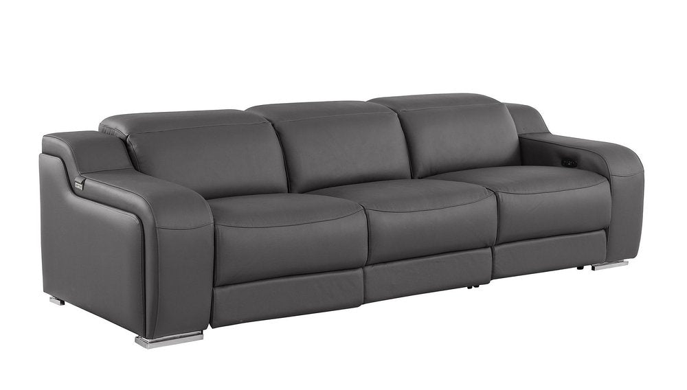 103" Chestnut Italian Leather Reclining USB Sofa