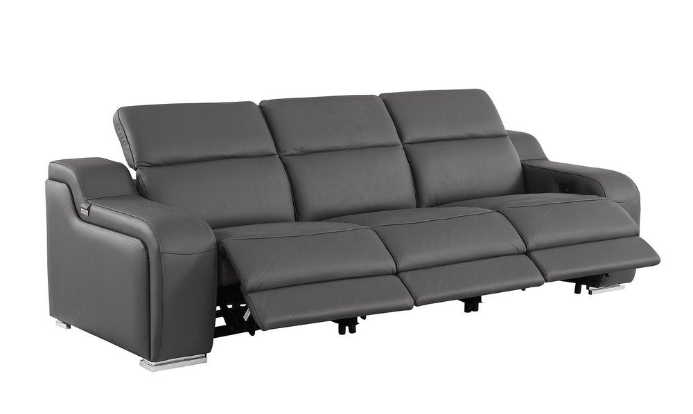 103" Chestnut Italian Leather Reclining USB Sofa