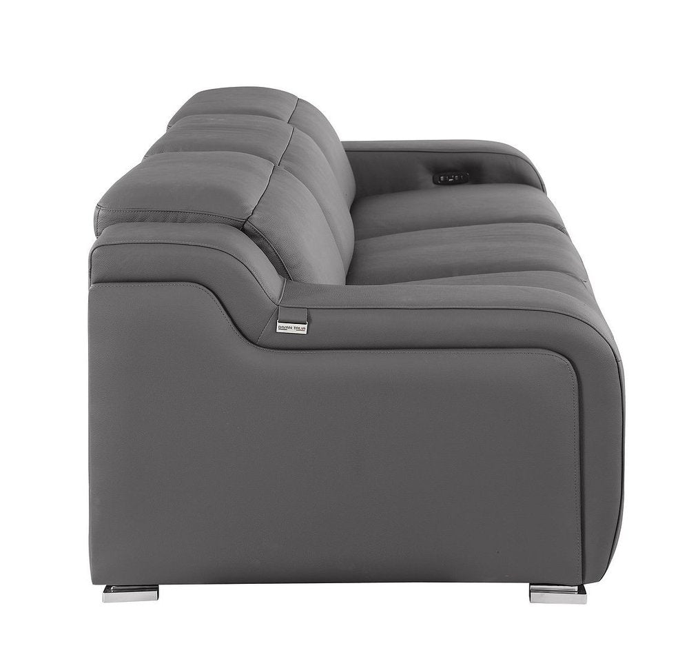 103" Chestnut Italian Leather Reclining USB Sofa