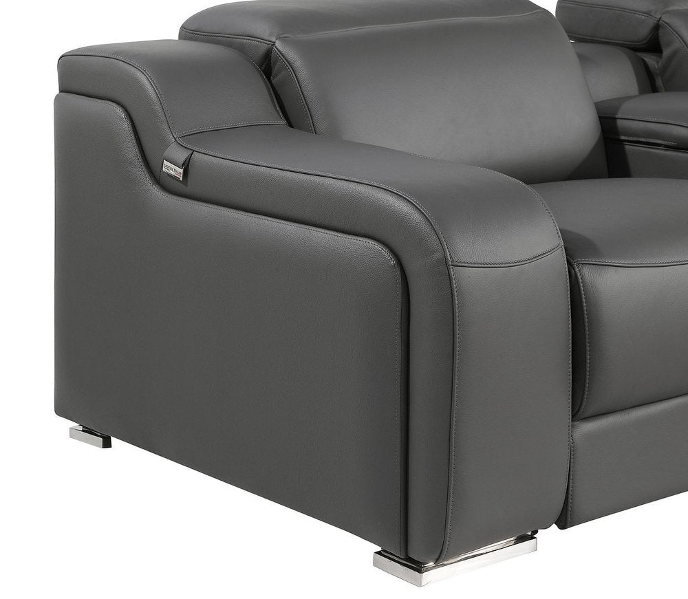 103" Chestnut Italian Leather Reclining USB Sofa