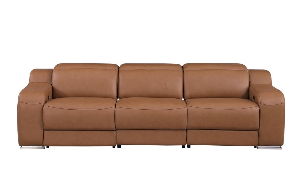 103" Dark Gray Italian Leather Reclining USB Sofa