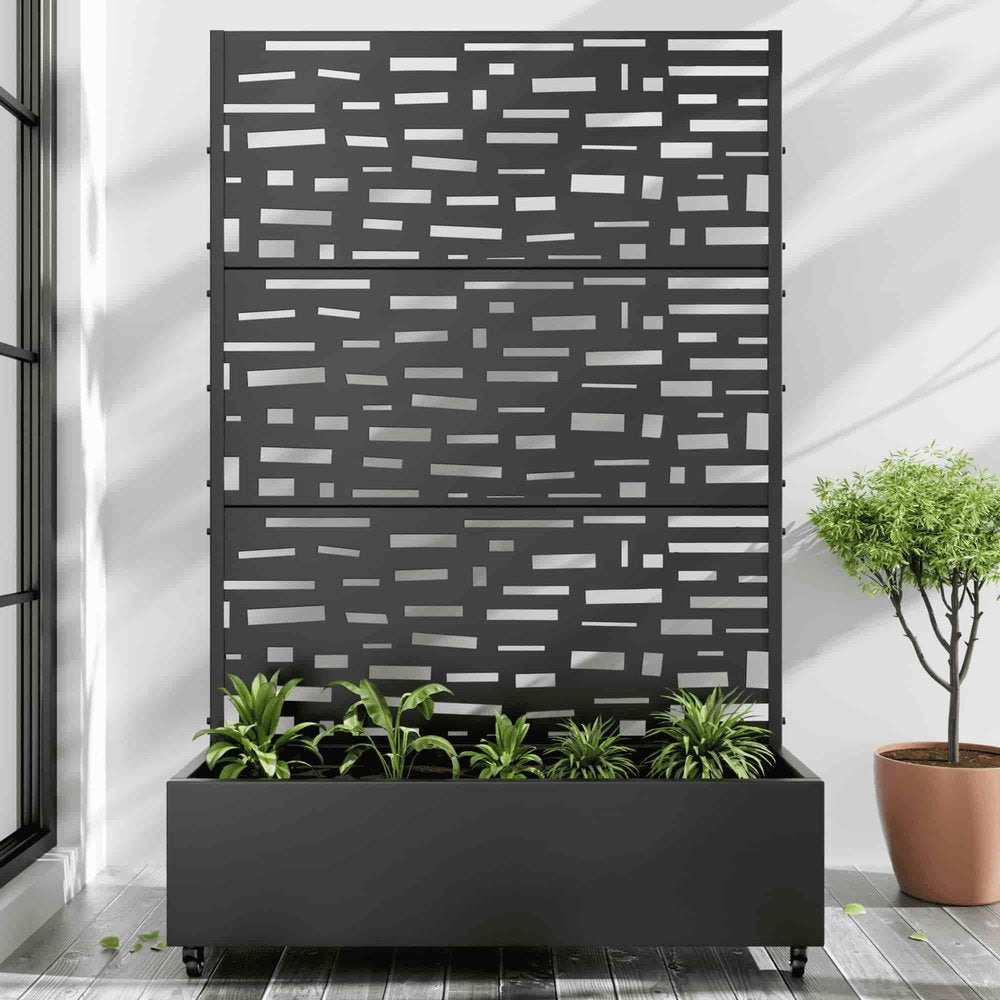 72" X 47" Black Metal Rectangular Planter Box