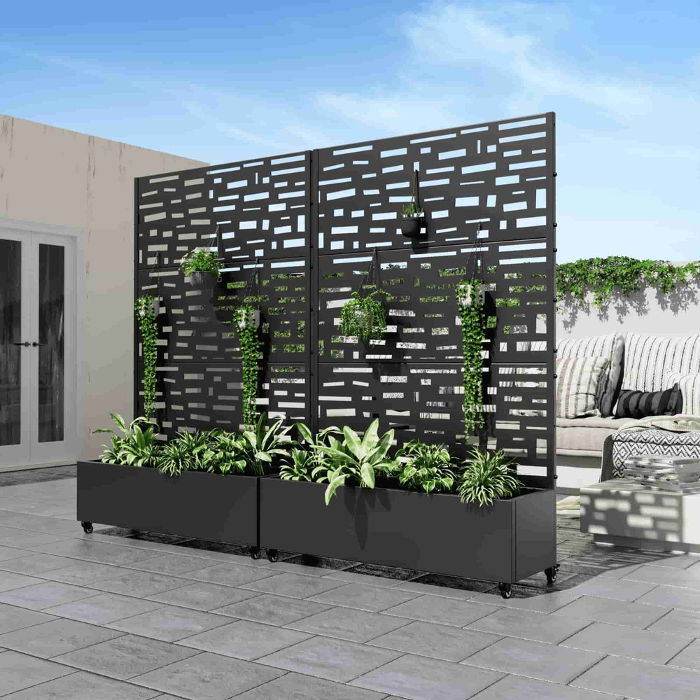 72" X 47" Black Metal Rectangular Planter Box