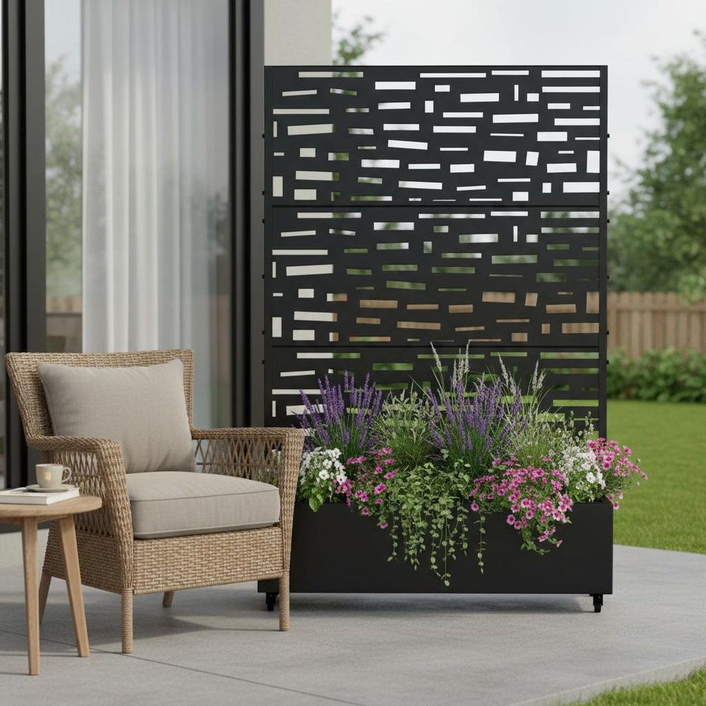 72" X 47" Black Metal Rectangular Planter Box