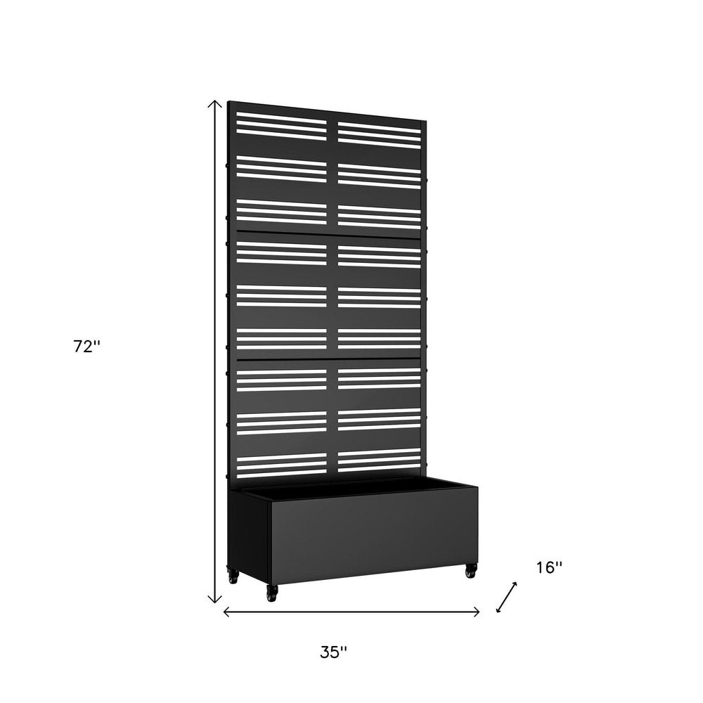 72" X 35" Black Metal Rectangular Planter Box